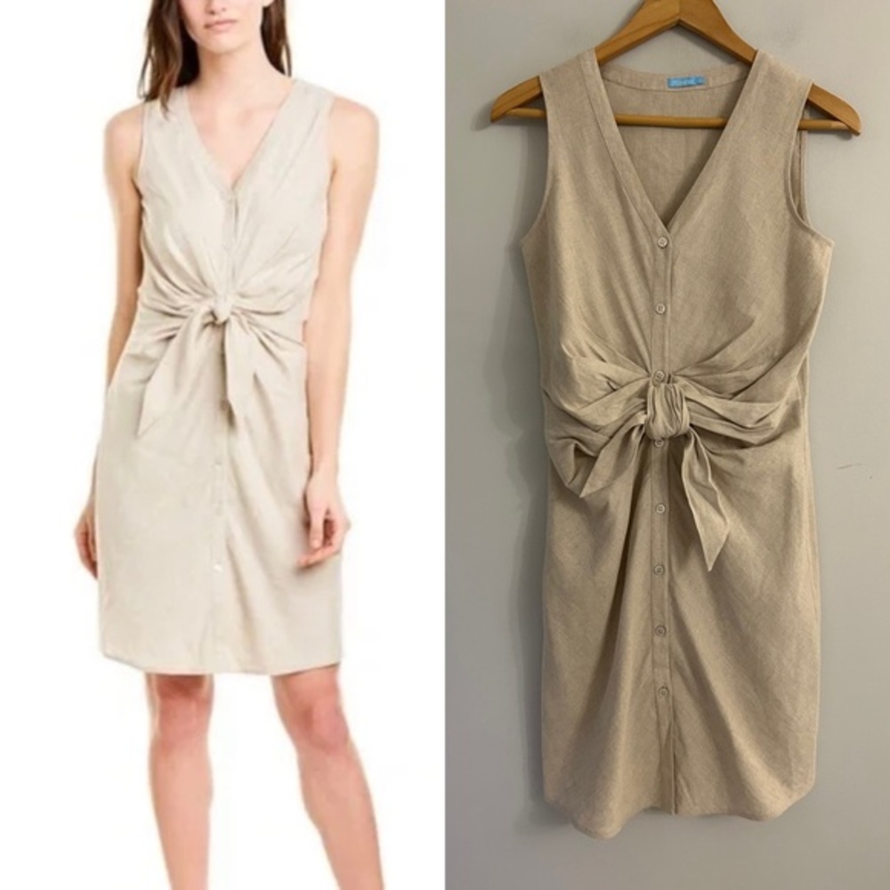 J.Mclaughlin Selena‎ Linen-Blend Sheath Beige Dress
